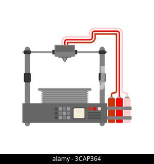 3D printer without printing any object. Futuristic technology concept. Ideal for tech presentations, manufacturing, and digital equipment illustration Stock Vector