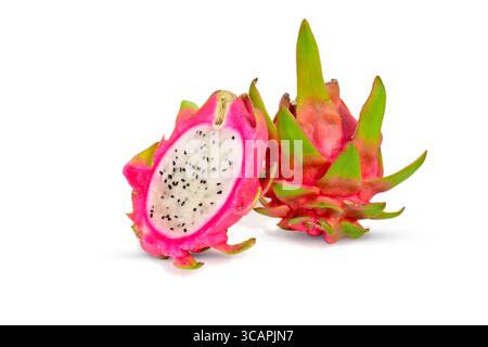 Fresh Dragon ( Pitaya ) fruit isolated on white background Stock Photo