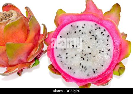 Fresh Dragon ( Pitaya ) fruit isolated on white background Stock Photo