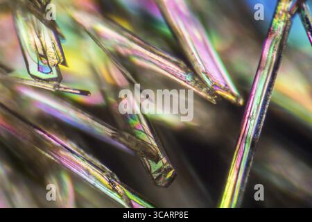 Macro shot of microcrystals from Methylparaben in polarized light Stock Photo