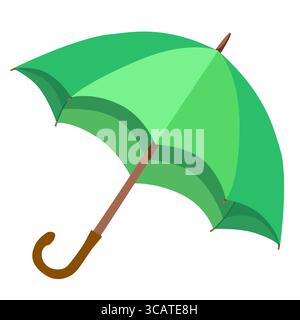 Umbrella flat icon. Open green umbrella. Rain protection. Illustration flat style. Symbol of protection and safety. Stock Vector
