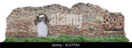 Fragment of the destroyed old fortification of the sixteenth century. For construction red clay bricks, stones, lime, sand and so on were used. Isolat Stock Photo
