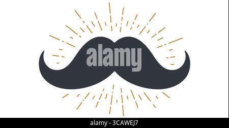 Mustache and vintage sun rays sunburst Stock Vector