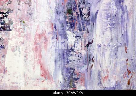Simple canvas is grounded by no name abstract colored spots and lines of acrylic paint Stock Photo