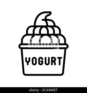 frozen yogurt black line icon for digital and print projects.  Minimal clean icons for apps and websites. Modern simple icons for UI UX and branding Stock Vector