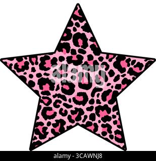 Star with a vibrant pink leopard print pattern Stock Vector Image