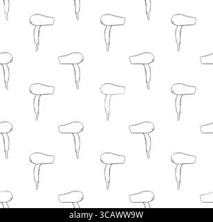 Hair Dryer Hair Salon seamless pattern. Vector graphic line ink illustration. background for banners, print for fabric, labels, t-shirt printing. Colo Stock Vector
