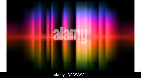 Colorful glowing soundwave lines on black digital futuristic background Stock Vector