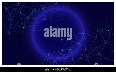 Futuristic technology background with glowing circle and connected dots Stock Vector