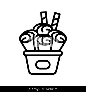 rolled ice cream black line icon for digital and print projects.  Minimal clean icons for apps and websites. Modern simple icons for UI UX and brandin Stock Vector