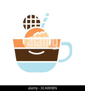 affogato black line icon for digital and print projects.  Minimal clean icons for apps and websites. Modern simple icons for UI UX and branding Stock Vector