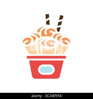 rolled ice cream color flat icon for digital and print projects.  Minimal clean icons for apps and websites. Modern simple icons for UI UX and brandin Stock Vector