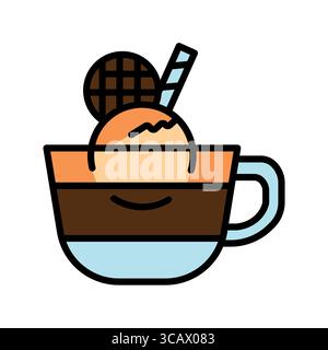 affogato color line icon for digital and print projects.  Minimal clean icons for apps and websites. Modern simple icons for UI UX and branding Stock Vector