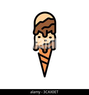 Gelato color line icon for digital and print projects.  Minimal clean icons for apps and websites. Modern simple icons for UI UX and branding Stock Vector