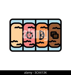 ice cream trays color line icon for digital and print projects.  Minimal clean icons for apps and websites. Modern simple icons for UI UX and branding Stock Vector