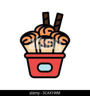rolled ice cream color line icon for digital and print projects.  Minimal clean icons for apps and websites. Modern simple icons for UI UX and brandin Stock Vector