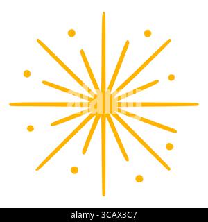 Abstract gold vector sunburst with handdrawn lines and scattered dots, perfect for festive designs and bright backgrounds. Stock Vector