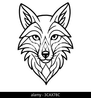 Elegant vector illustration of a fox head with a geometric, line art style, perfect for logo design, print, or textile patterns. Stock Vector