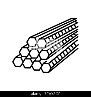 reinforcement bars black icon for apps and websites. Construction Elements. Modern simple icons for UI UX and branding Stock Vector