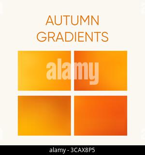 Colorful square gradient set in orange and yellow tones. Autumn-inspired warm palette, ideal for print or design projects. Stock Vector