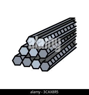 reinforcement bars color line icon for apps and websites. Construction Elements. Modern simple icons for UI UX and branding Stock Vector