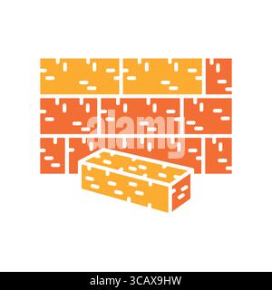 brick color flat icon for apps and websites. Construction Elements. Modern simple icons for UI UX and branding Stock Vector