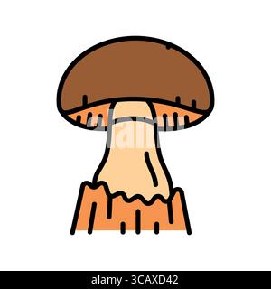 mushroom fruiting color line icon for digital and print projects.  Minimal clean icons for apps and websites. Modern simple icons for UI UX and brandi Stock Vector