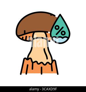 mushroom humidity color line icon for digital and print projects.  Minimal clean icons for apps and websites. Modern simple icons for UI UX and brandi Stock Vector