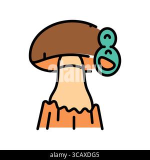 mushroom spores color line icon for digital and print projects.  Minimal clean icons for apps and websites. Modern simple icons for UI UX and branding Stock Vector