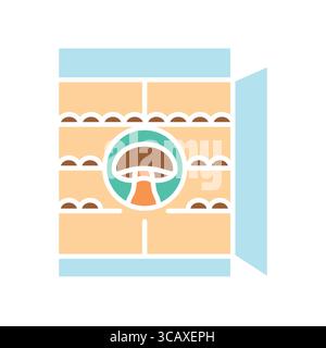 mushroom growing room color flat icon for digital and print projects.  Minimal clean icons for apps and websites. Modern simple icons for UI UX and br Stock Vector