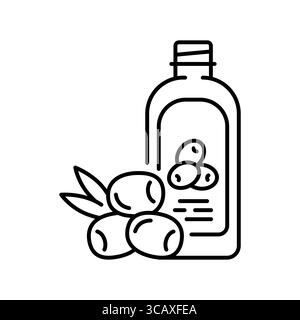 extra virgin olive oil black line icon. Vector isolated element. Editable stroke. Stock Vector