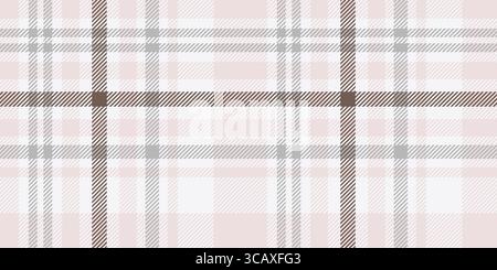 Soft Pink, White, and Gray Plaid Pattern with Subtle Brown Accents for Textile Design and Home Decor Stock Vector