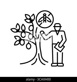 olive pest control black line icon. Vector isolated element. Editable stroke. Stock Vector