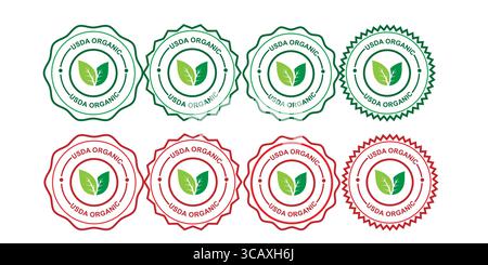 Eco Friendly Badges with Organic Guarantee Symbols Stock Vector