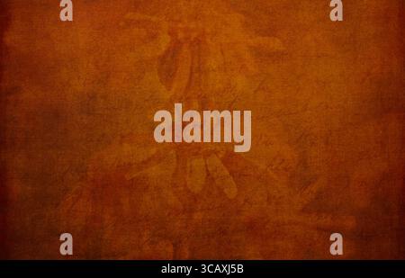 This piece features a rich orange textured background adorned with subtle floral patterns, perfect for artistic designs or creative projects. Stock Photo
