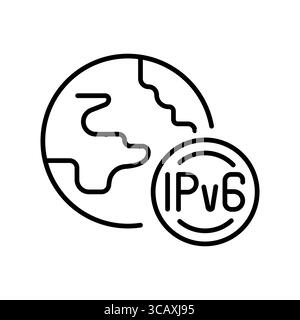 ipv6 deployment black line icon. Vector isolated element.Editable stroke Stock Vector