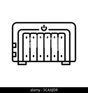 nas storage black line icon. Vector isolated element.Editable stroke Stock Vector