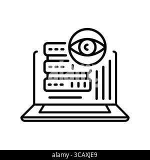 monitoring stack black line icon. Vector isolated element.Editable stroke Stock Vector