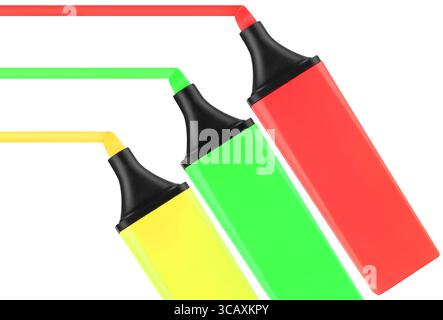 A set of color highlighters, isolated on white background Stock Photo