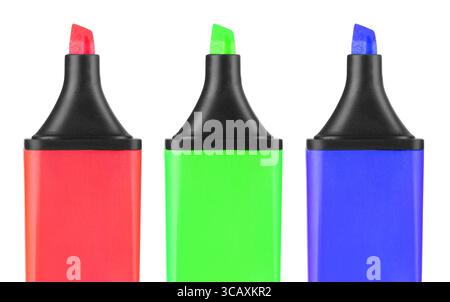 A set of color highlighters, isolated on white background Stock Photo