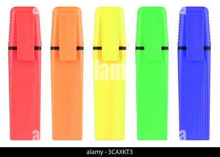 A set of color highlighters, isolated on white background Stock Photo