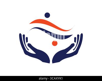 An abstract wavy icon depicting caring people in a modern design. Perfect for branding or graphic projects in the health, community, support group, an Stock Vector
