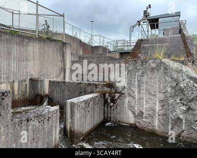 Halistenkoski rapid and dam on Aurajoki river in Turku, Finland. Stock Photo