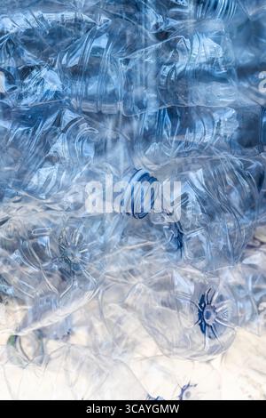 Crushed plastic water bottles Stock Photo