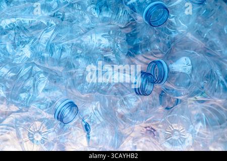 Crushed plastic water bottles Stock Photo