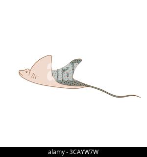 Modern illustration with stingray isolated on white background. Design element Stock Vector