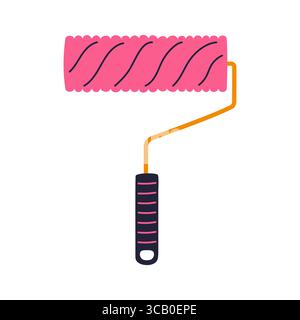 Paint roller for repair vector illustration. Modern professional painters roller drawing tool symbol stylized design. Professional paint roller flat sign construction tool repair simple icon design Stock Vector