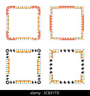 Heart hand border. Rainbow colored layout. Bright love frame. Symbolic cheerful shape. Stock Vector