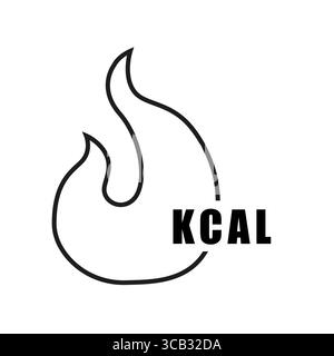 Calorie burn icon. Energy loss symbol. KCAL inscription Vector. Diet fitness emblem. Stock Vector