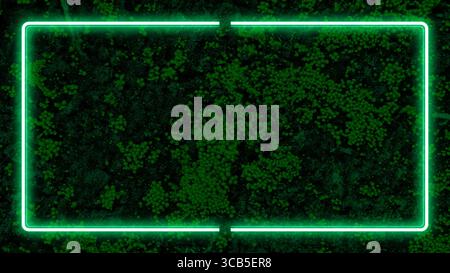 Nature and technology, featuring a macro, top-down view of rich green moss and soil. Organic, textured surface of the moss creates dark, earthy backgr Stock Photo